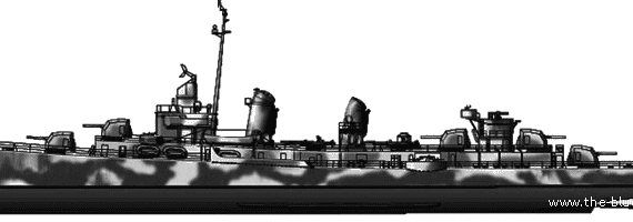 Корабль USS DD-445 Fletcher (Destroyer) - чертежи, габариты, рисунки
