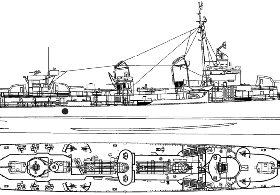 Эсминец USS DD-451 Chevalier (Destroyer) - чертежи, габариты, рисунки