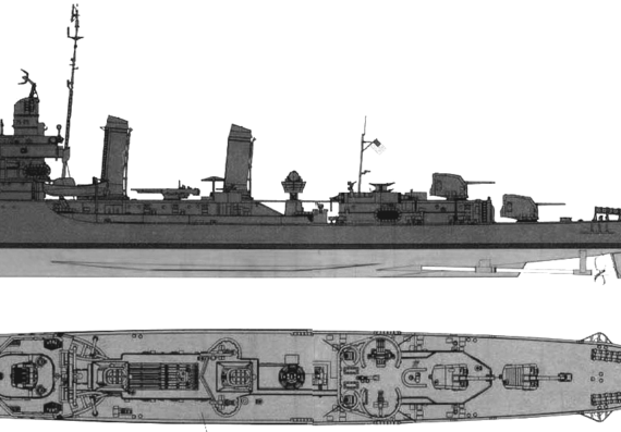 Destroyer USS DD-460 Woodworth (Destroyer) - drawings, dimensions, pictures