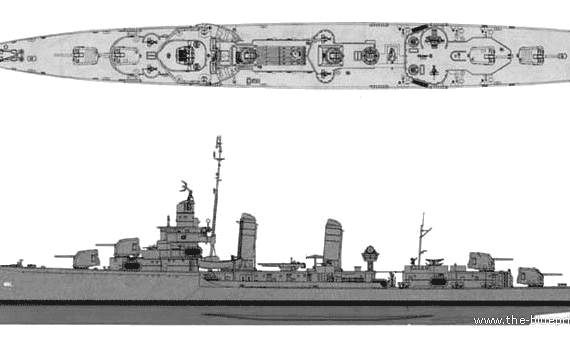Эсминец USS DD-484 Buchanan (Destroyer) (1943) - чертежи, габариты, рисунки