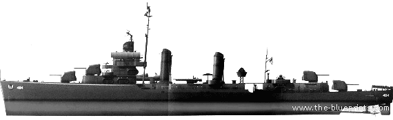 Корабль USS DD-484 Buchanan (Destroyer) (1945) - чертежи, габариты, рисунки