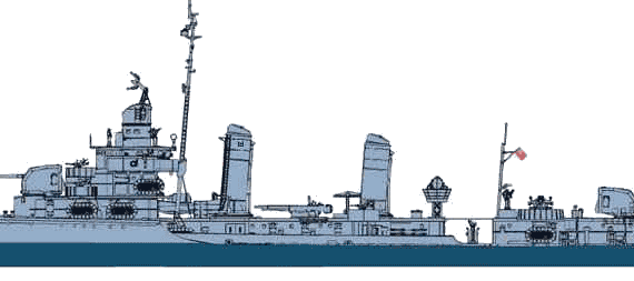 Эсминец USS DD-486 Lansdowne (Destroyer) (1945) - чертежи, габариты, рисунки