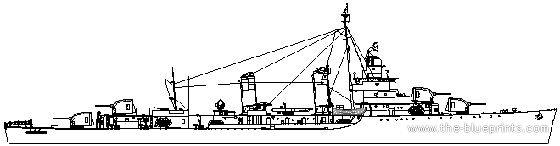 Эсминец USS DD-488 McCalla (1942) - чертежи, габариты, рисунки