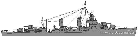 Эсминец USS DD-488 McCalla (Destroyer) (1944) - чертежи, габариты, рисунки