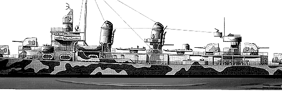 Эсминец USS DD-532 Fletcher (Destroyer) - чертежи, габариты, рисунки