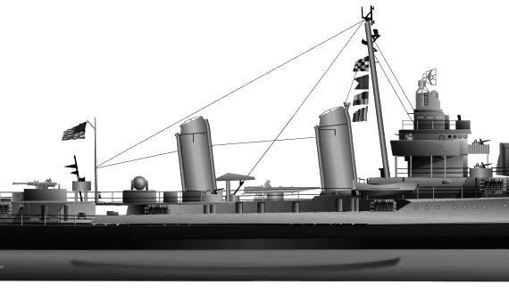 Эсминец USS DD-598 Bancroft (Destroyer) - чертежи, габариты, рисунки