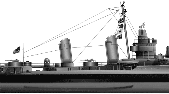 Эсминец USS DD-616 Nields (Destroyer) - чертежи, габариты, рисунки