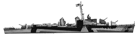 Эсминец USS DD-692 Allen M Summer (Destroyer) (1943) - чертежи, габариты, рисунки