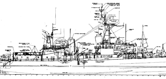 Эсминец USS DD-692 Sunmner (Destroyer) (1944) - чертежи, габариты, рисунки