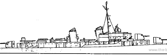 Эсминец USS DD-700 Haynesworth (Destroyer) (1945) - чертежи, габариты, рисунки