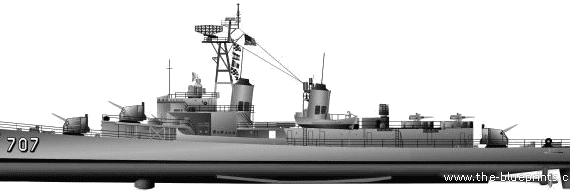 Корабль USS DD-707 Soley (Destroyer) - чертежи, габариты, рисунки