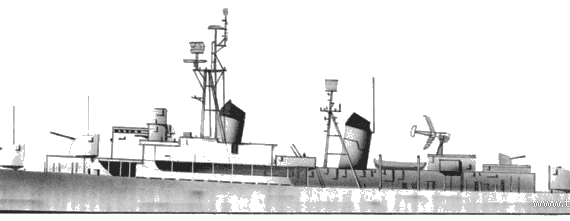 Эсминец USS DD-710 Gearing (Destroyer) (1945) - чертежи, габариты, рисунки