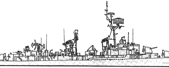 Эсминец USS DD-710 Gearing (Destroyer) (1962) - чертежи, габариты, рисунки