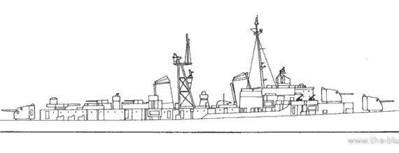 Эсминец USS DD-743 Southerland (Destroyer) (1944) - чертежи, габариты, рисунки
