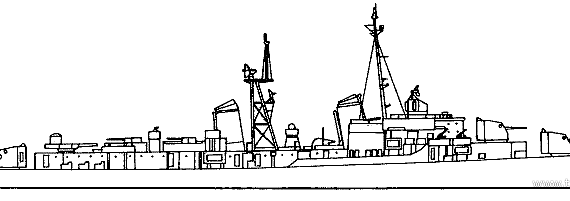 Эсминец USS DD-743 Southerland (Gearing class Destroyer) - чертежи, габариты, рисунки