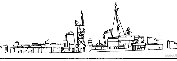 Эсминец USS DD-743 Sunderland (Destroyer) (1945) - чертежи, габариты, рисунки
