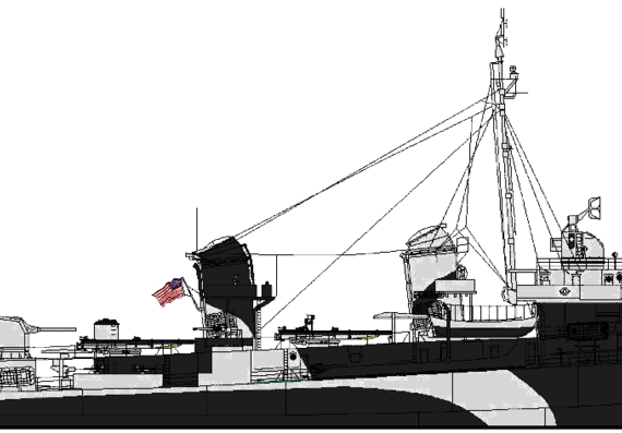 Эсминец USS DD-793 Cassin Young (Destroyer) - чертежи, габариты, рисунки