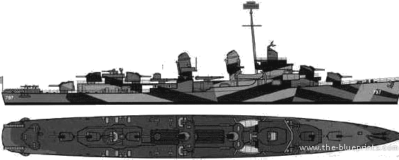 Эсминец USS DD-797 Cushing - чертежи, габариты, рисунки