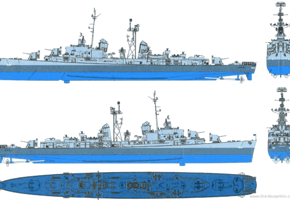 Эсминец USS DD-805 Chevalier (Destroyer) - чертежи, габариты, рисунки