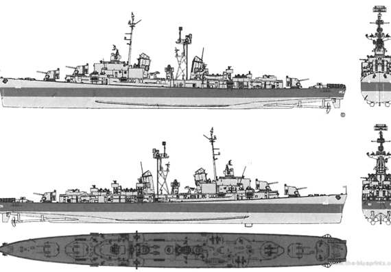 Эсминец USS DD-805 Chevalier (Destroyer) (1945) - чертежи, габариты, рисунки