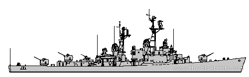 Эсминец USS DD-937 Forrest Sherman (Destroyer) - чертежи, габариты, рисунки
