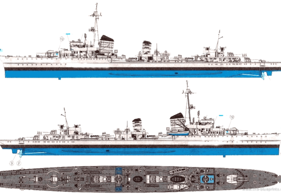 Эсминец USS DD-939 (DKM Z-39 Destroyer) (1945) - чертежи, габариты, рисунки