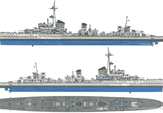 Корабль USS DD-939 (Z Destroyer) (1945) - чертежи, габариты, рисунки