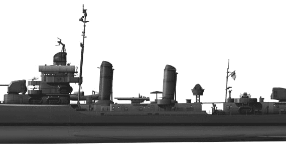 Destroyer USS DD-963 Buchanan (Destroyer) (1945) - drawings, dimensions, pictures