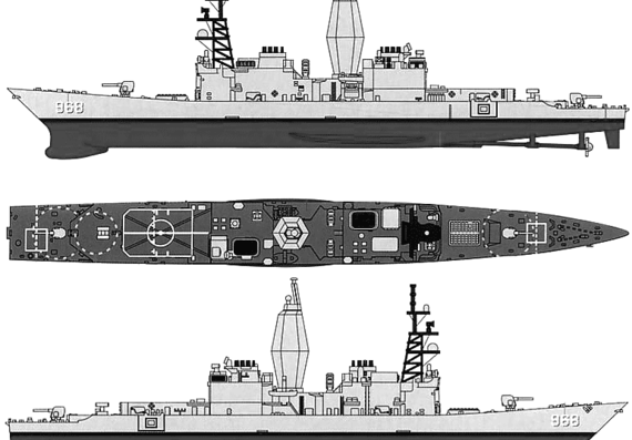 Эсминец USS DD-968 Arthur W Radford (Destroyer) - чертежи, габариты, рисунки