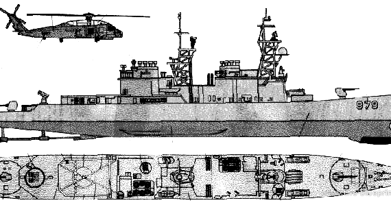 Эсминец USS DD-979 Conolly (Spruance class Destroyer) - чертежи, габариты, рисунки