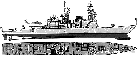 Destroyer USS DD-985 Cushing - drawings, dimensions, figures