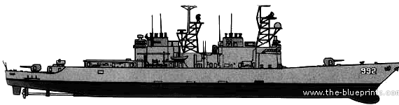 Эсминец USS DD-992 Fletcher (Spruance class Destroyer) - чертежи, габариты, рисунки