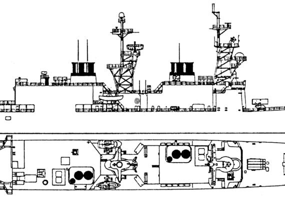Эсминец USS DD-997 Hayler (Destroyer) - чертежи, габариты, рисунки