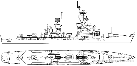 Эсминец USS DDG-21 Cochrane (Destroyer) (1966) - чертежи, габариты, рисунки