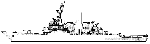 Эсминец USS DDG-51 Arleigh Burke (Destroyer) (1991) - чертежи, габариты, рисунки