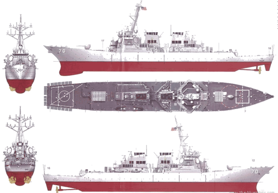 Эсминец USS DDG-70 Hopper (Destroyer) - чертежи, габариты, рисунки