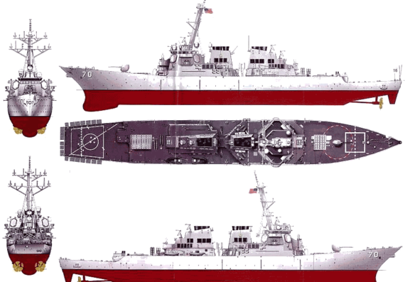 Эсминец USS DDG-70 Hopper (Destroyer - чертежи, габариты, рисунки