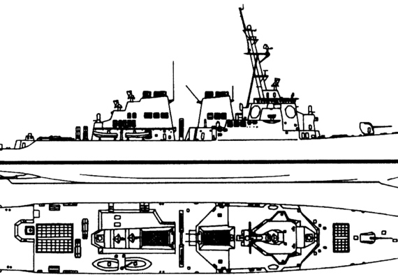 Эсминец USS DDG-73 Decatur (Destroyer) - чертежи, габариты, рисунки