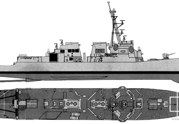 Эсминец USS DDG-91 Pinckney (Destroyer) - чертежи, габариты, рисунки