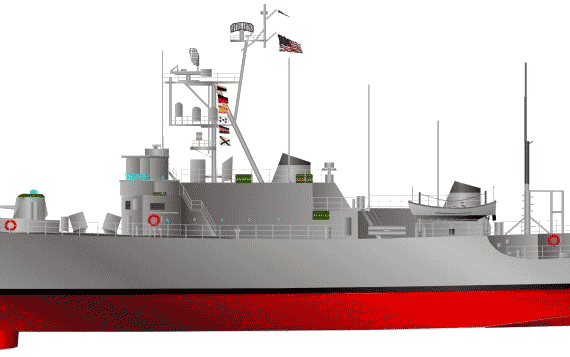 Эсминец USS DE-1035 Charles Berry (Destroyer Escort) - чертежи, габариты, рисунки