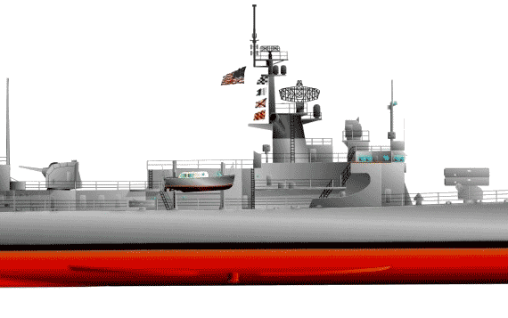 Эсминец USS DE-1044 Brumby (Destroyer Escort) - чертежи, габариты, рисунки