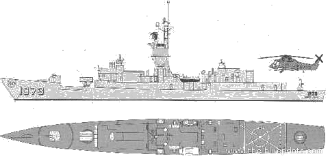 Эсминец USS DE-1073 Robert E. Perry (Knox Class Frigate) - чертежи, габариты, рисунки