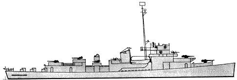Яхта USS DE-14 Doherty (Destroyer Escort) - чертежи, габариты, рисунки