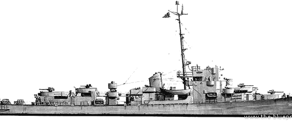 Эсминец USS DE-162 Levy (Destroyer Escort) (1943) - чертежи, габариты, рисунки
