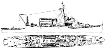 Авианосец USS DE-206 Liddle - чертежи, габариты, рисунки