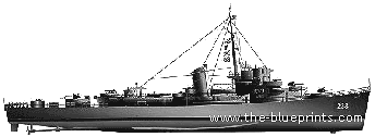 Эсминец USS DE-238 Stewart (Destroyer Escort) - чертежи, габариты, рисунки