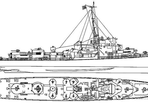 Эсминец USS DE-26 Dempsey (Destroyer Escort) (1943) - чертежи, габариты, рисунки