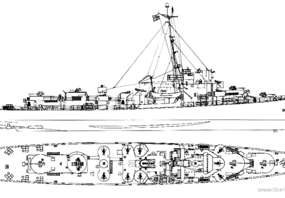 Эсминец USS DE-306 Connolly (Destroyer Escort) (1944) - чертежи, габариты, рисунки