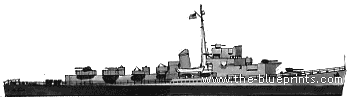 Эсминец USS DE-5 Evarts (Destroyer Escort) (1945) - чертежи, габариты, рисунки