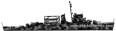 Эсминец USS DE-605 Rogers Blood (Destroyer Escort) (1944) - чертежи, габариты, рисунки